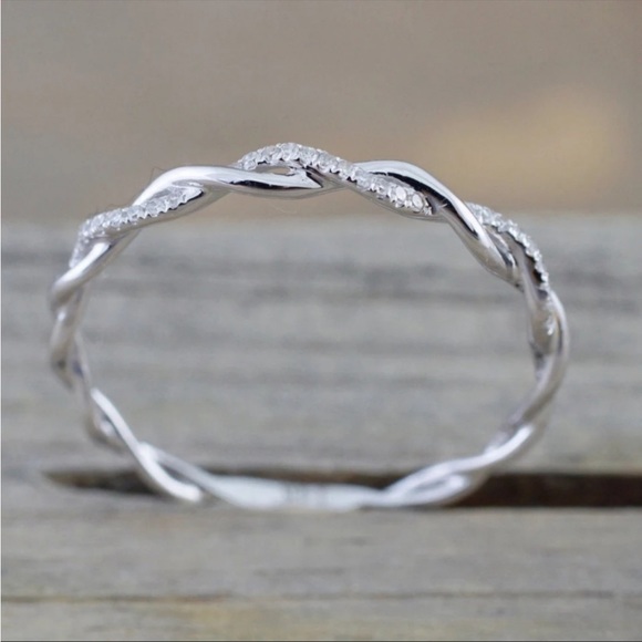 New 925 Silver Diamond Twisted Eternity Ring - Picture 2 of 3